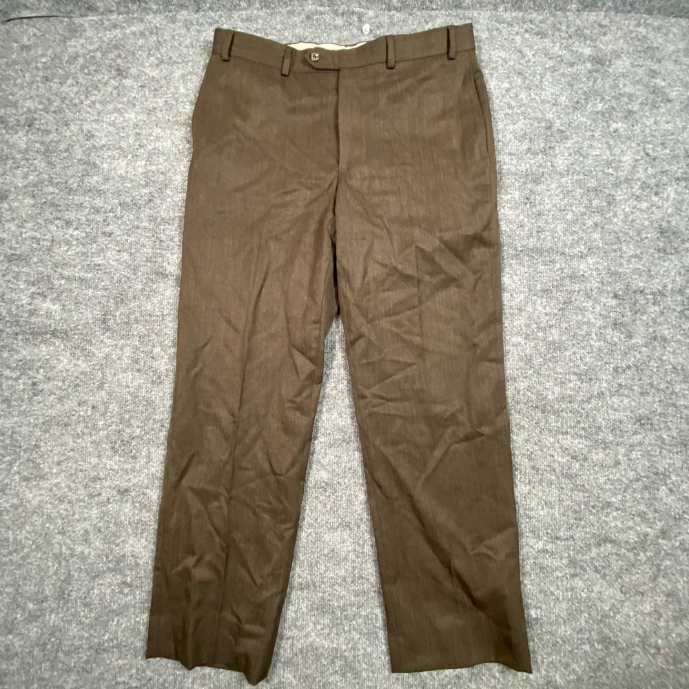 Brooks Brothers Madison Fit Brown Wool Dress Pants Mens 35x30 Straight Leg
